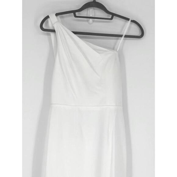 NWT Ieena for Mac Duggal White One Shoulder Jersey Mermaid Gown – Size 2 - Picture 3 of 9